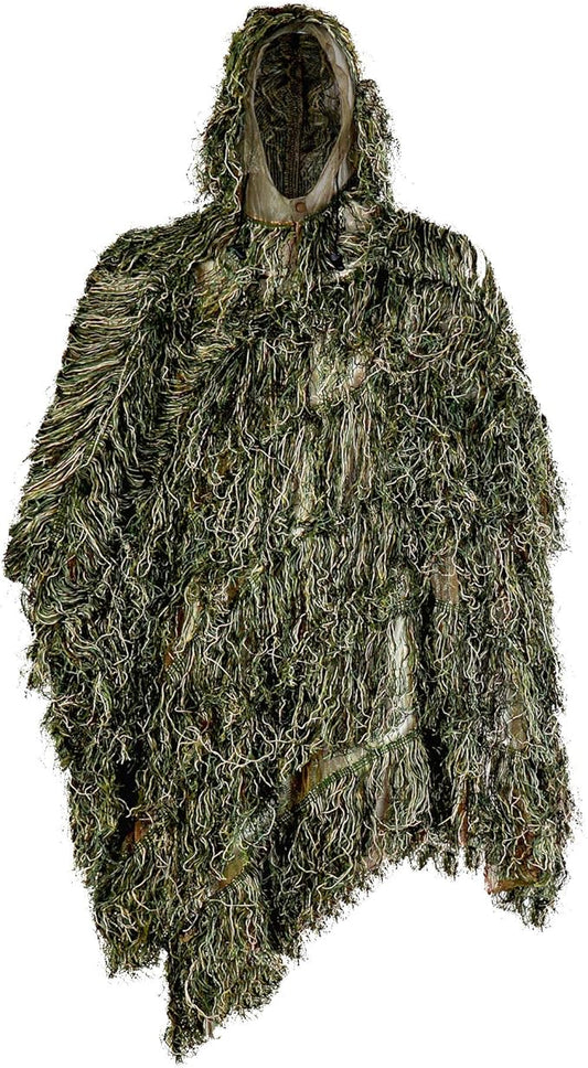 AUSCAMOTEK Ghillie Suit Poncho for Hunting Bird Watch Gilly Camouflage Cloak Green and Desert