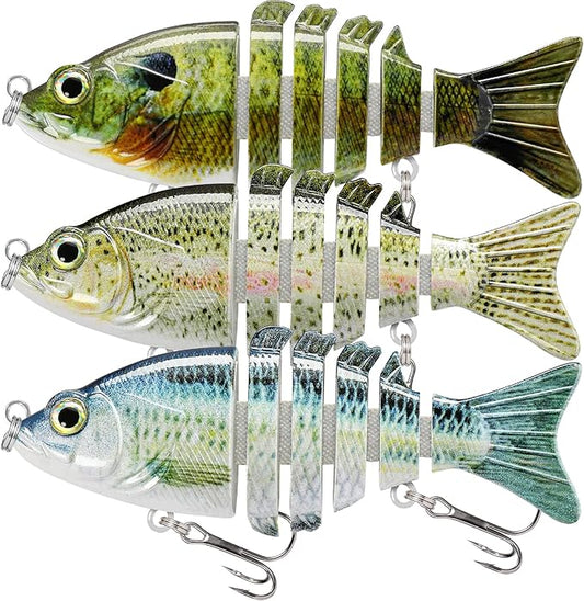 TRUSCEND Easy Catch Swimmax, Magic Noisy Turbulent Wiggling and Vibrating Actions for More Bites, Segmented Swimbait Jointed by Dyneema Strongest Fiber, Lifelike Fishing Lures for Relax Family Fishing