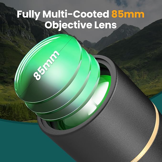 Spotting Scope 25-75x85 HD with Phone Adapter, Tripod & Carrying Bag -Fully Multi-Coated Optics,BAK4 High Definition Waterproof Spotter Scope for Birding, Hunting, Astronomy, Outdoor Observation,Black