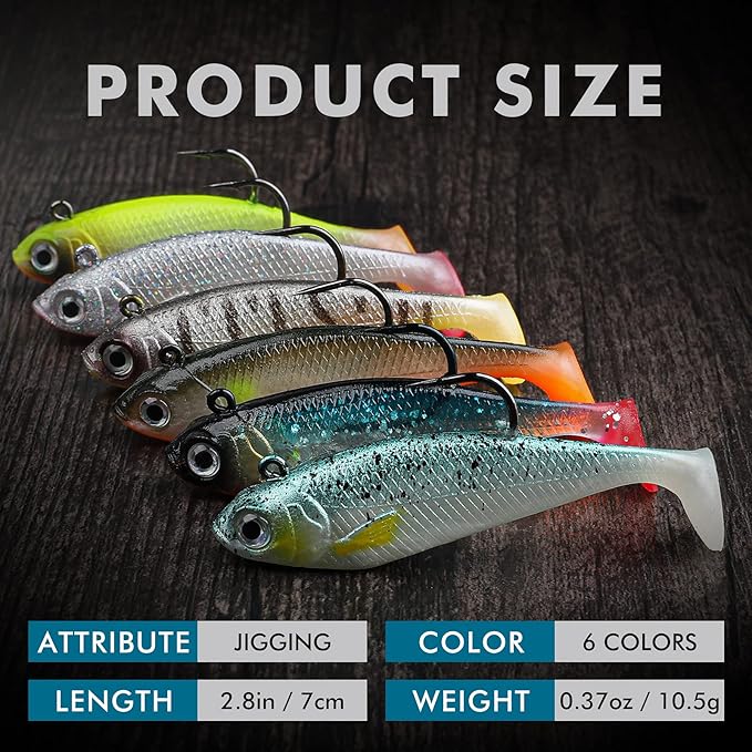 TRUSCEND Pre-rigged Fishing Jig Lures for Freshwater and Saltwater, Innovative Super Durable TPE Bass Lures, Lifelike Shrimp Crayfish Swimbait, Weedless Lure for Crappie Trout Walleye, Keep Separately