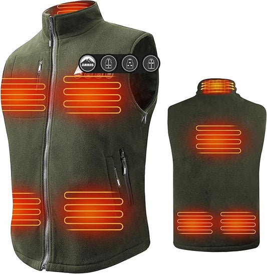 ARRIS Fleece Heated Vest for Men with Battery Pack Included, Size Adjustable 8 Heating Zones for Hunting