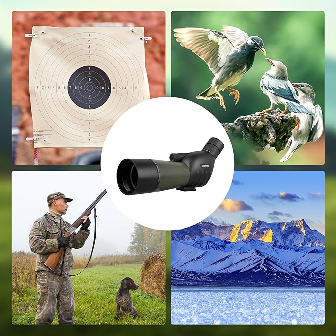 25-75x60 Spotting Scope with 64in Tripod, Carry Bag - Clear Low Light Vision Spotting Scopes - Fogproof Spotting Scopes for Target Shooting, Hunting, Birding, Wildlife Viewing (Green)