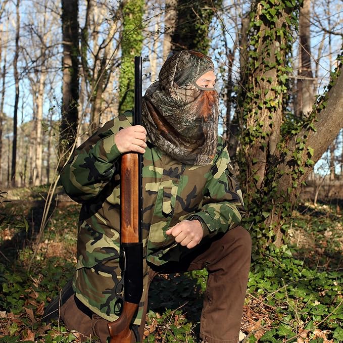 Watayo 2 Pcs Camo Hunting Face Mask, Hunting Head Net Camouflage Balaclava, Adjustable Hunting Breathable Mesh Mask for Men