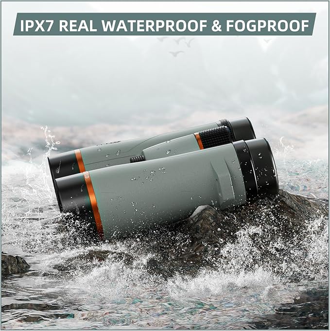 10x42 ED Binoculars for Adults High Powered with Phone Adapter, Waterproof Binoculars with ED Lenses, Super Bright Clear for Bird Watching, Hiking, Cruise Ship, Wildlife Viewing and Outdoor Activities