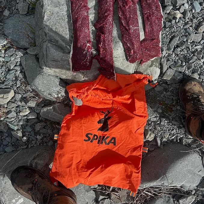 SPIKA Game Meat Bags for Hunting, 3-in-1 2*Large and 1*Small Drover Meat Packs, Orange Reusable Game Bags with Reflective Tabs for Deer, Turkey, Duck Hunting