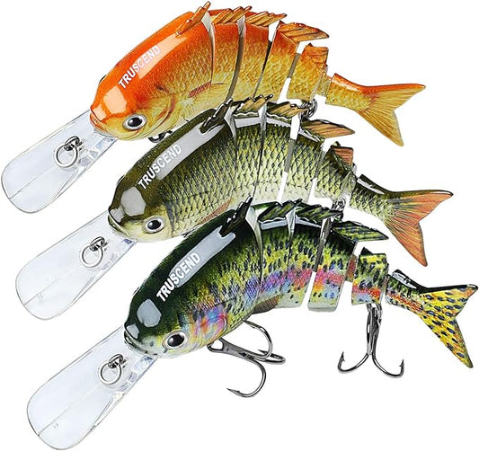 TRUSCEND Easy Catch Swimmax, Magic Noisy Turbulent Wiggling and Vibrating Actions for More Bites, Segmented Swimbait Jointed by Dyneema Strongest Fiber, Lifelike Fishing Lures for Relax Family Fishing
