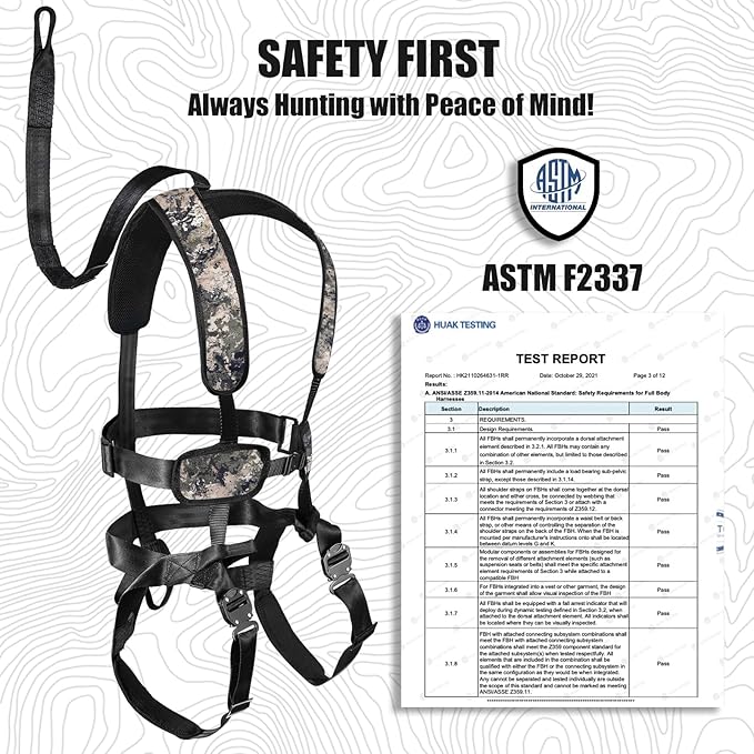 Tree Stand Safety Harness: Adjustable Tree Stand Harness for Hunting, Padded Treestand Safety Hunting Harnesses