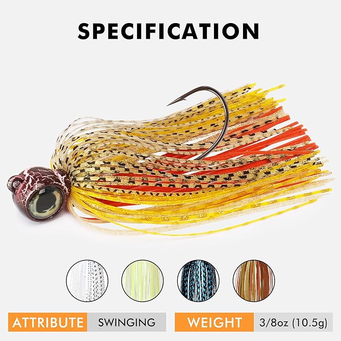 TRUSCEND Fishing Jigs with Ultra Smooth Teflon Hook, Tour Grade Titanium Weed Guard Swim Jigs, Valuable Weedless Skirted Jig, Well-Made Fishing Lures for Crappie Bass Trout, Freshwater Fishing Gear