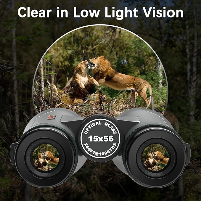 Adasion 15x56 UHD Binoculars for Adults High Powered with Phone Adapter and Tripod, Super Powerful BAK4 Prism Waterproof Binoculars for Hunting Stargazing Bird Watching Hiking Safari Travel Sports
