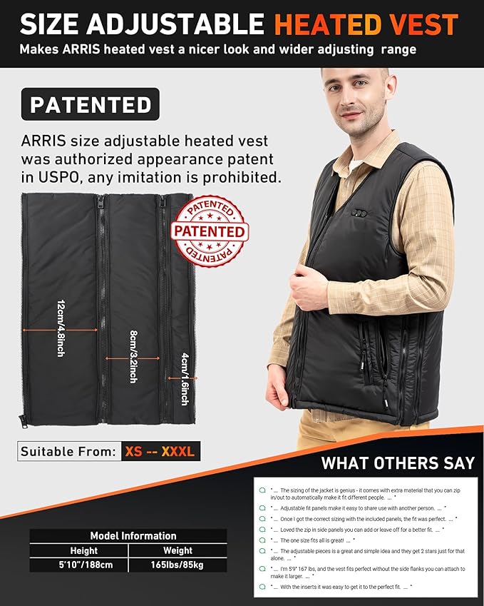 ARRIS Fleece Heated Vest for Men with Battery Pack Included, Size Adjustable 8 Heating Zones for Hunting