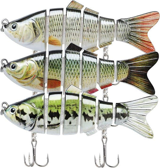 TRUSCEND Easy Catch Swimmax, Magic Noisy Turbulent Wiggling and Vibrating Actions for More Bites, Segmented Swimbait Jointed by Dyneema Strongest Fiber, Lifelike Fishing Lures for Relax Family Fishing
