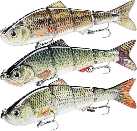 TRUSCEND Easy Catch Swimmax, Magic Noisy Turbulent Wiggling and Vibrating Actions for More Bites, Segmented Swimbait Jointed by Dyneema Strongest Fiber, Lifelike Fishing Lures for Relax Family Fishing
