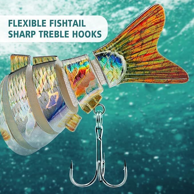 Bass Fishing Lure for Freshwater and Saltwater Lifelike Fishing Lures Multi Jointed Swimbait for Bass Trout Crappie Walleye Pike Fishing Gifts for Men