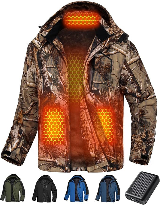 Wulcea Graphene Heated Jacket for Men Fur Lined with Large Capacity Battery Pack