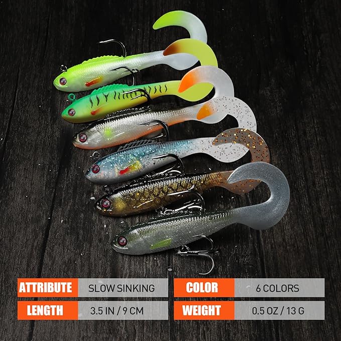 TRUSCEND Pre-rigged Fishing Jig Lures for Freshwater and Saltwater, Innovative Super Durable TPE Bass Lures, Lifelike Shrimp Crayfish Swimbait, Weedless Lure for Crappie Trout Walleye, Keep Separately