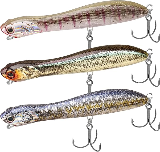 TRUSCEND PoPobait with BKK Hooks, Top Water Plopper Fishing Lures for Bass Walleye Pike Catfish Musky Perch, Floating Lure for Freshwater or Saltwater, Amazing Teasers Fishing Gifts for Family Fishing