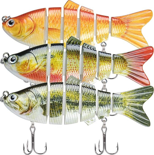 TRUSCEND Easy Catch Swimmax, Magic Noisy Turbulent Wiggling and Vibrating Actions for More Bites, Segmented Swimbait Jointed by Dyneema Strongest Fiber, Lifelike Fishing Lures for Relax Family Fishing