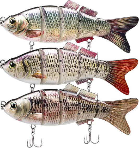 TRUSCEND Easy Catch Swimmax, Magic Noisy Turbulent Wiggling and Vibrating Actions for More Bites, Segmented Swimbait Jointed by Dyneema Strongest Fiber, Lifelike Fishing Lures for Relax Family Fishing