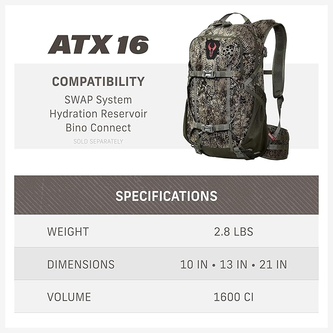 Badlands ATX 16 Hunting Pack - All-Terrain Xtreme Tactical Backpack, Lightweight, Water Resistant, Olive