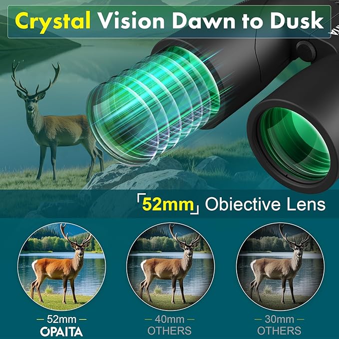 15x52 Binoculars for Adults High Powered - OPAITA Bird Watching Binoculars Lightweight with HD Large Range View Powerful for Hunting Traveling Stargazing Cruise Trip Sports