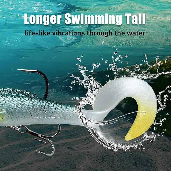 TRUSCEND Pre-rigged Fishing Jig Lures for Freshwater and Saltwater, Innovative Super Durable TPE Bass Lures, Lifelike Shrimp Crayfish Swimbait, Weedless Lure for Crappie Trout Walleye, Keep Separately