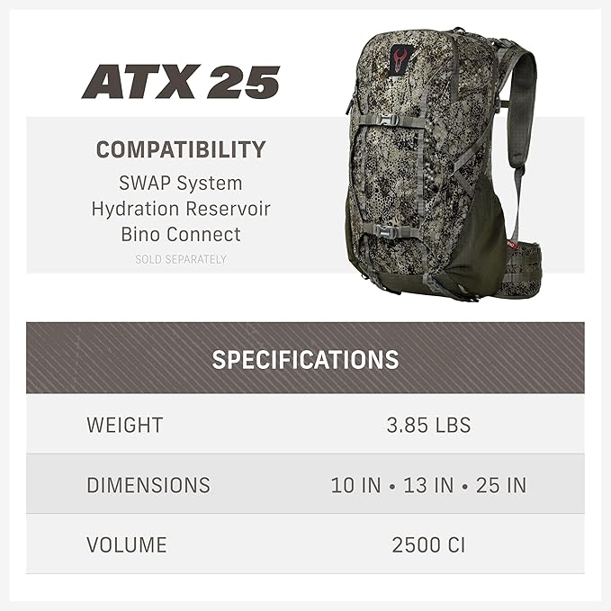 Badlands ATX 25 Hunting Pack - All-Terrain Xtreme Tactical Backpack, Lightweight, Water Resistant, Mud
