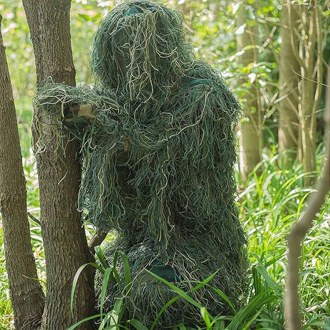 Seeutek 5 in 1 Ghillie Suit - 3D Camouflage Hunting Suits - Jacket, Pants, Hood, Carry Bag for Adults & Youth, M/L/XL/XXL