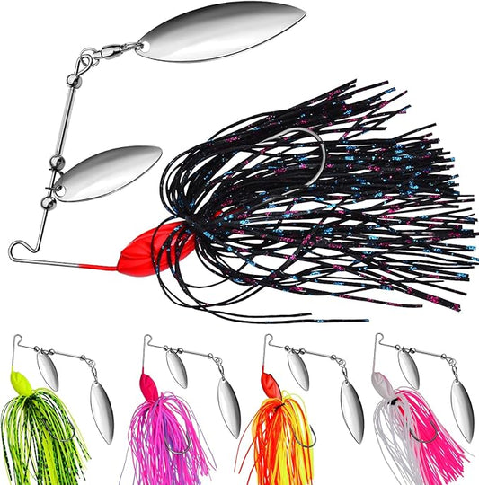 Spinnerbait Fishing Lure, Hard Metal Jig Spinner Baits Kits Swimbait for Bass Trout Pike Salmon Walleye Freshwater Saltwater 5pcs/Pack