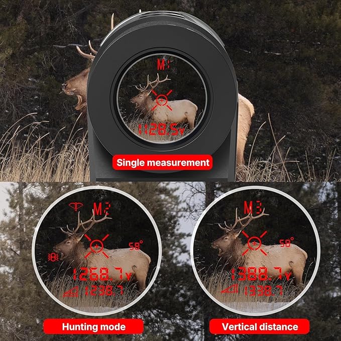 Laser Range Finder for Hunting, WOGREE 7X Magnification 1800 Yards OLED Red Display Rangefinder, Angle Measurement/Scan/Lock Vibration Mode, Waterproof, Lightweight for Archery, Bow