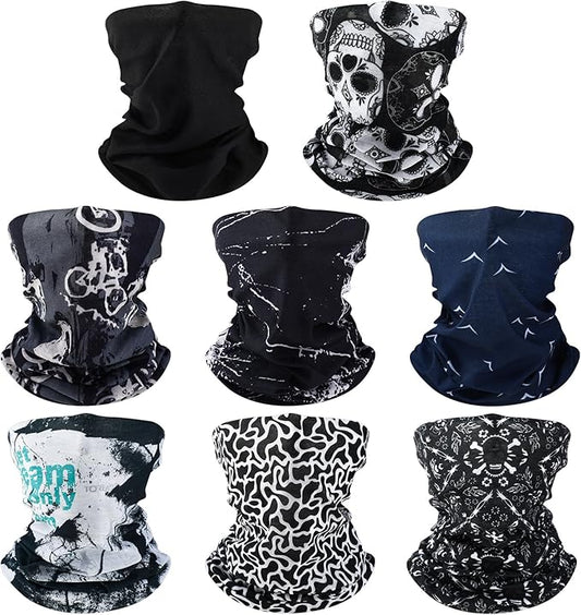 8 Pcs Summer Camo Neck Gaiter Scarf Bandanas for Men Sun Hoods Balaclava Cooling Breathable Face Mask Outdoor Sports