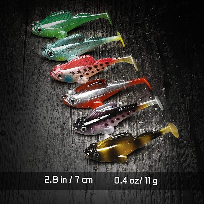 TRUSCEND Easy Catch Soft Lures, Unique Vibrating Swim Action and Trembly Sinking Move for More Bites, Amazing Soft Swimbaits for Family Fishing, Well-Made Fishing Lures for Bass Trout Crappie Walleye