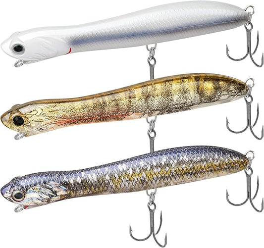 TRUSCEND PoPobait with BKK Hooks, Top Water Plopper Fishing Lures for Bass Walleye Pike Catfish Musky Perch, Floating Lure for Freshwater or Saltwater, Amazing Teasers Fishing Gifts for Family Fishing