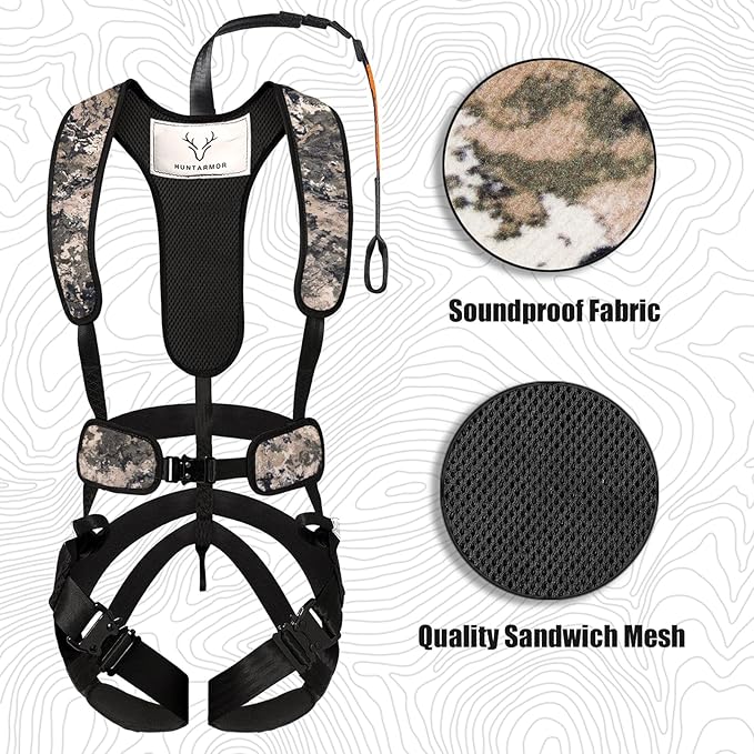 skiguard Tree Stand Safety Harness: Adjustable Bow-Hunter Harness for Tree-Stand Hunting, Lightweight Treestand Safety Hunting Harnesses, Comfortable Safe Compact for All-Season (Medium/Large)