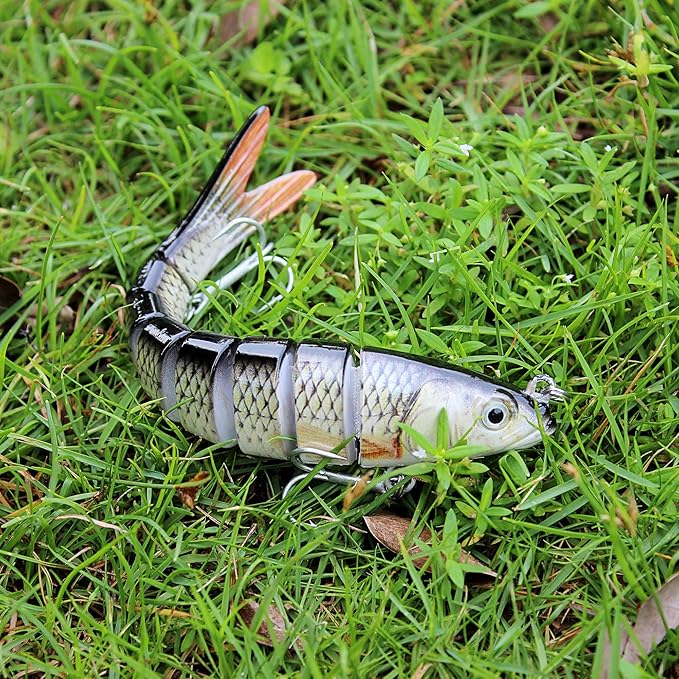 TRUSCEND Easy Catch Swimmax, Magic Noisy Turbulent Wiggling and Vibrating Actions for More Bites, Segmented Swimbait Jointed by Dyneema Strongest Fiber, Lifelike Fishing Lures for Relax Family Fishing