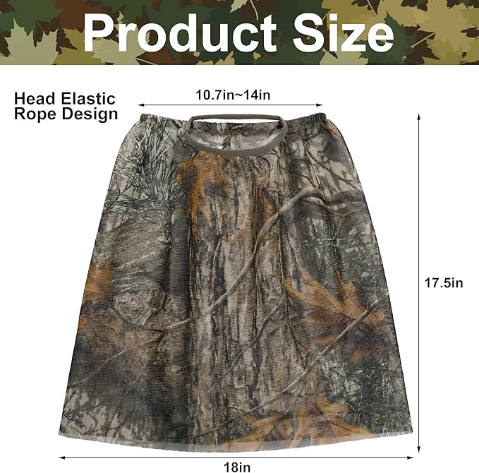 Watayo 2 Pcs Camo Hunting Face Mask, Hunting Head Net Camouflage Balaclava, Adjustable Hunting Breathable Mesh Mask for Men