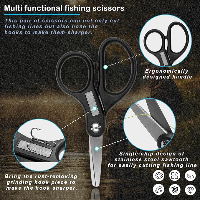 selake 7 PCS Fishing Tool Kit,Fishing Pliers,Fish Lip Grip Tool with Weight Scale,Super line Scissors,Fish Hook Remover,Complete Fishing Equipment or Fishing Gear - Best Gift for Men