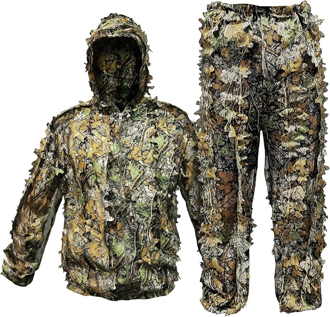 Upgrade Ghillie Suit Outdoor 3D Lifelike Super Lightweight Hooded Camouflage Clothing Jungle Woodland Hunting Shooting