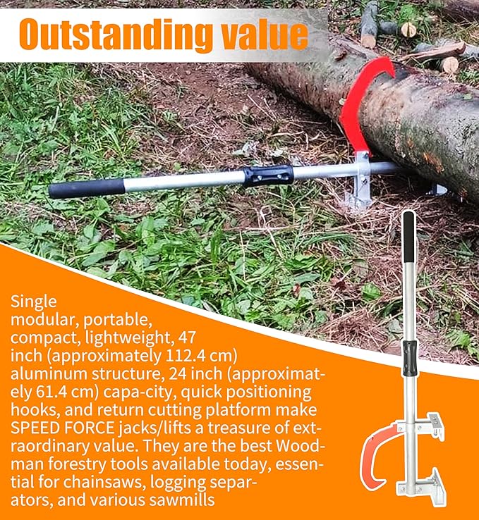 47 Inch TimberJack Forestry/Logging/Log Jack/Chainsaw/Log Lifter/Cant Hook/Timber Jack, Full Aluminum Construction, Strong & Sturdy