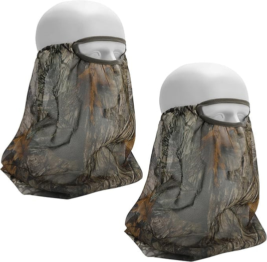 Watayo 2 Pcs Camo Hunting Face Mask, Hunting Head Net Camouflage Balaclava, Adjustable Hunting Breathable Mesh Mask for Men