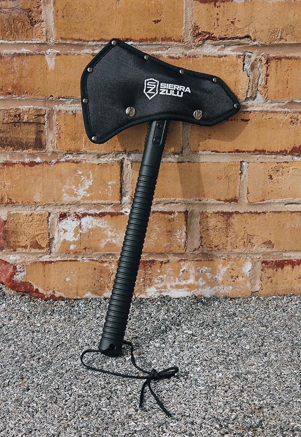 Sierra Zulu Camping Axe - Tactical Survival Hatchet with Bearded Axe Head, Nylon Sheath & Glass Fiber Handle - Full Tang Outdoor Bushcraft Tool for Camping, Hiking, and Chopping Tasks