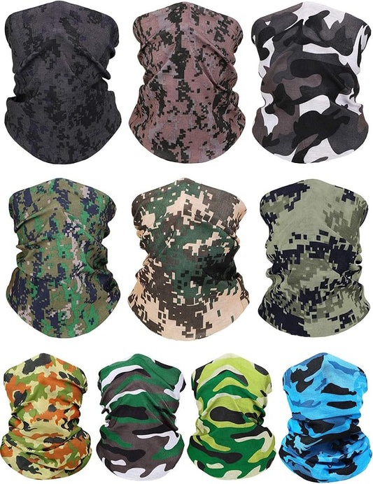 SATINIOR 10 Pieces Neck Gaiter Scarf Bandanas Balaclava Cooling Breathable Face Mask for Men Women Outdoor Sports