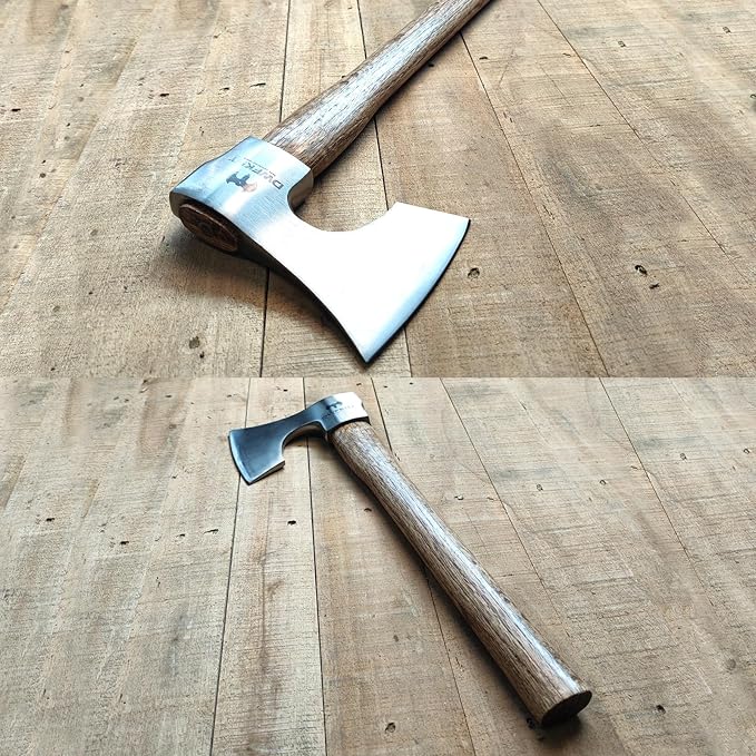 16.5" Throwing Axe, 2 Pack Throwing Axe Set with 1065 High Carbon Steel & Beech Wood Handle, Perfect for Axe Throwing Games, Competition and Recreation, Ideal Gift for Men (Silver Gray)